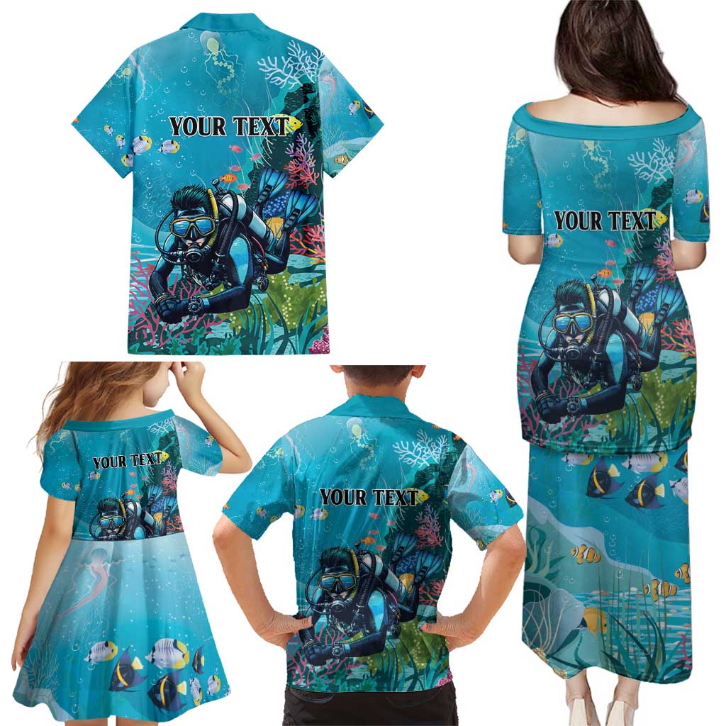 Personalized Scuba Diving Family Matching Puletasi and Hawaiian Shirt Explore The Depths Discover Yourself - Wonder Print Shop