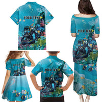 Personalized Scuba Diving Family Matching Puletasi and Hawaiian Shirt Explore The Depths Discover Yourself - Wonder Print Shop