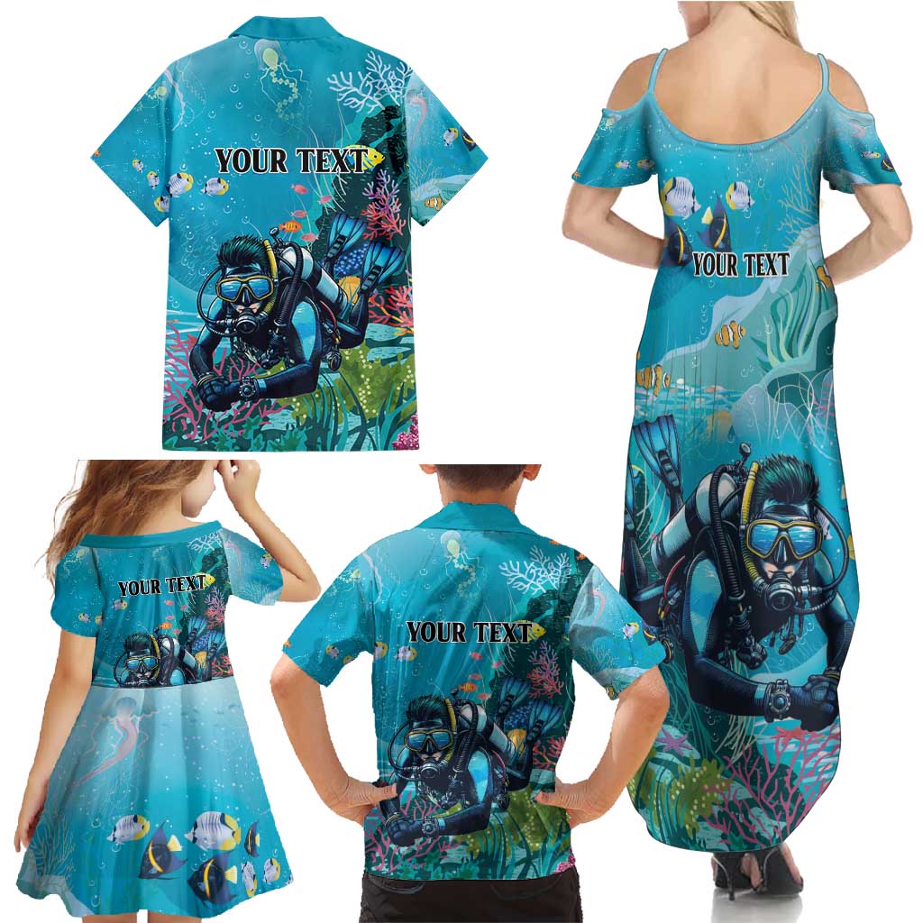 Personalized Scuba Diving Family Matching Summer Maxi Dress and Hawaiian Shirt Explore The Depths Discover Yourself - Wonder Print Shop