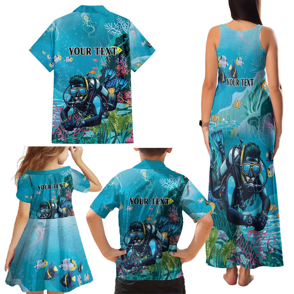 Personalized Scuba Diving Family Matching Tank Maxi Dress and Hawaiian Shirt Explore The Depths Discover Yourself - Wonder Print Shop