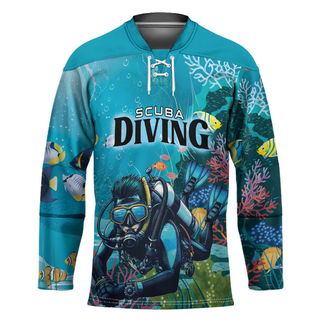 Personalized Scuba Diving Hockey Jersey Explore The Depths Discover Yourself - Wonder Print Shop