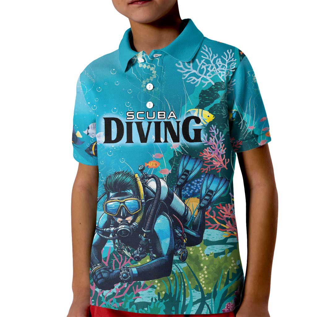 Personalized Scuba Diving Kid Polo Shirt Explore The Depths Discover Yourself - Wonder Print Shop
