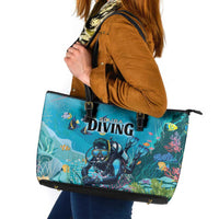 Scuba Diving Leather Tote Bag Explore The Depths Discover Yourself - Wonder Print Shop
