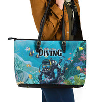 Scuba Diving Leather Tote Bag Explore The Depths Discover Yourself - Wonder Print Shop