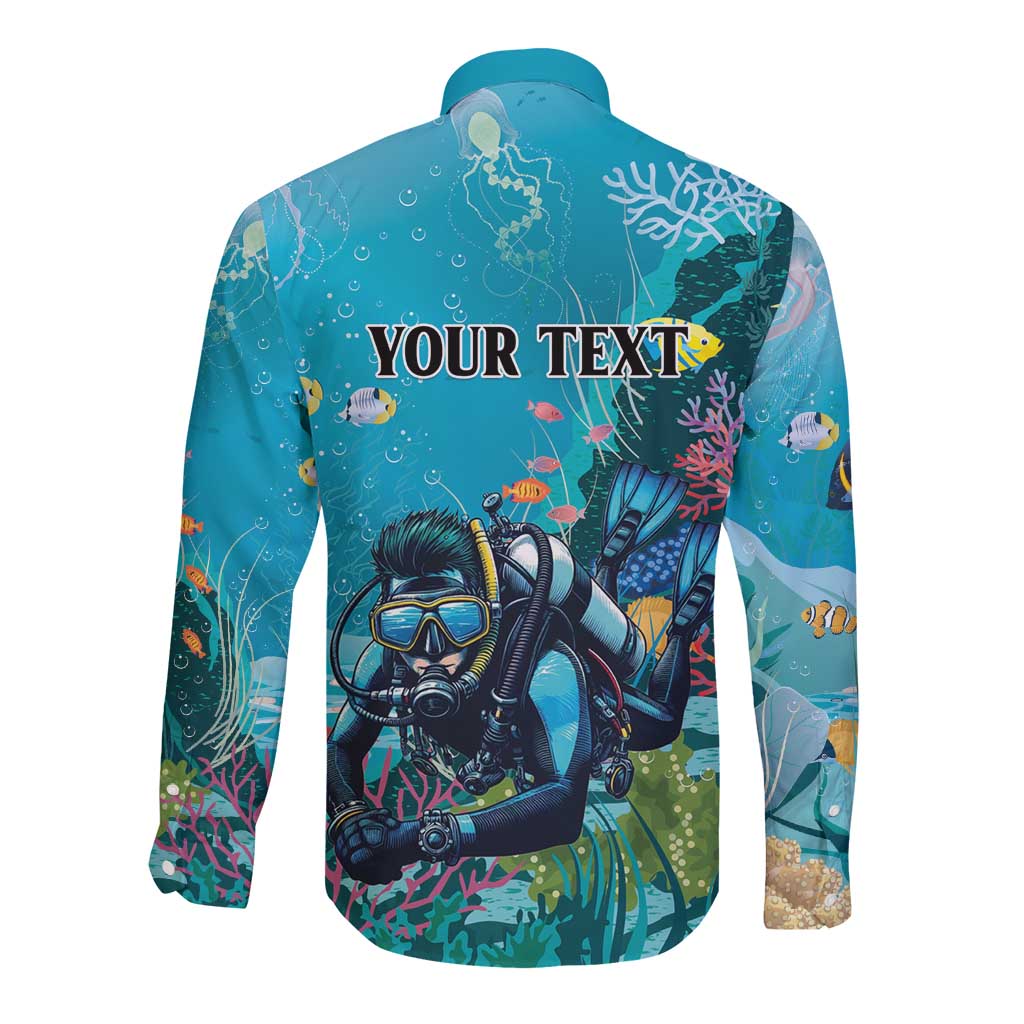 Personalized Scuba Diving Long Sleeve Button Shirt Explore The Depths Discover Yourself - Wonder Print Shop