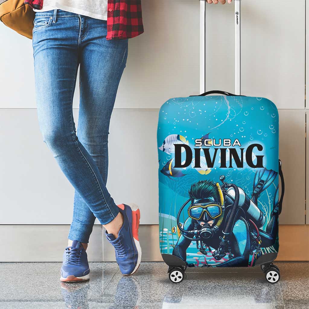 Scuba Diving Luggage Cover Explore The Depths Discover Yourself - Wonder Print Shop