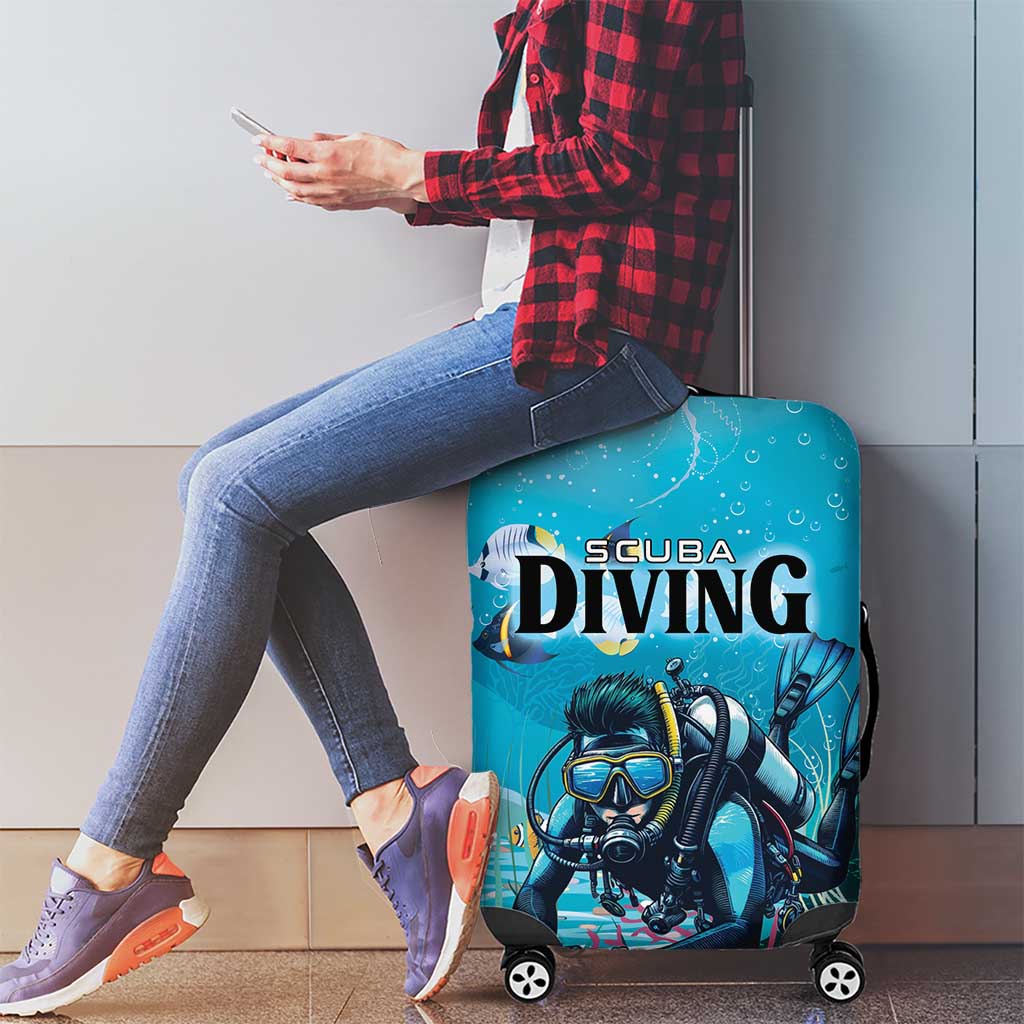 Scuba Diving Luggage Cover Explore The Depths Discover Yourself - Wonder Print Shop