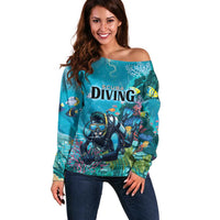 Personalized Scuba Diving Off Shoulder Sweater Explore The Depths Discover Yourself - Wonder Print Shop
