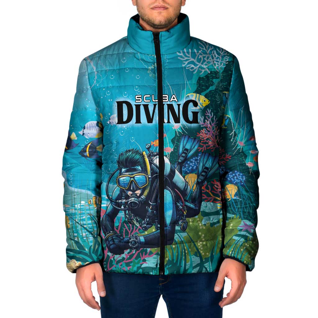 Personalized Scuba Diving Padded Jacket Explore The Depths Discover Yourself - Wonder Print Shop