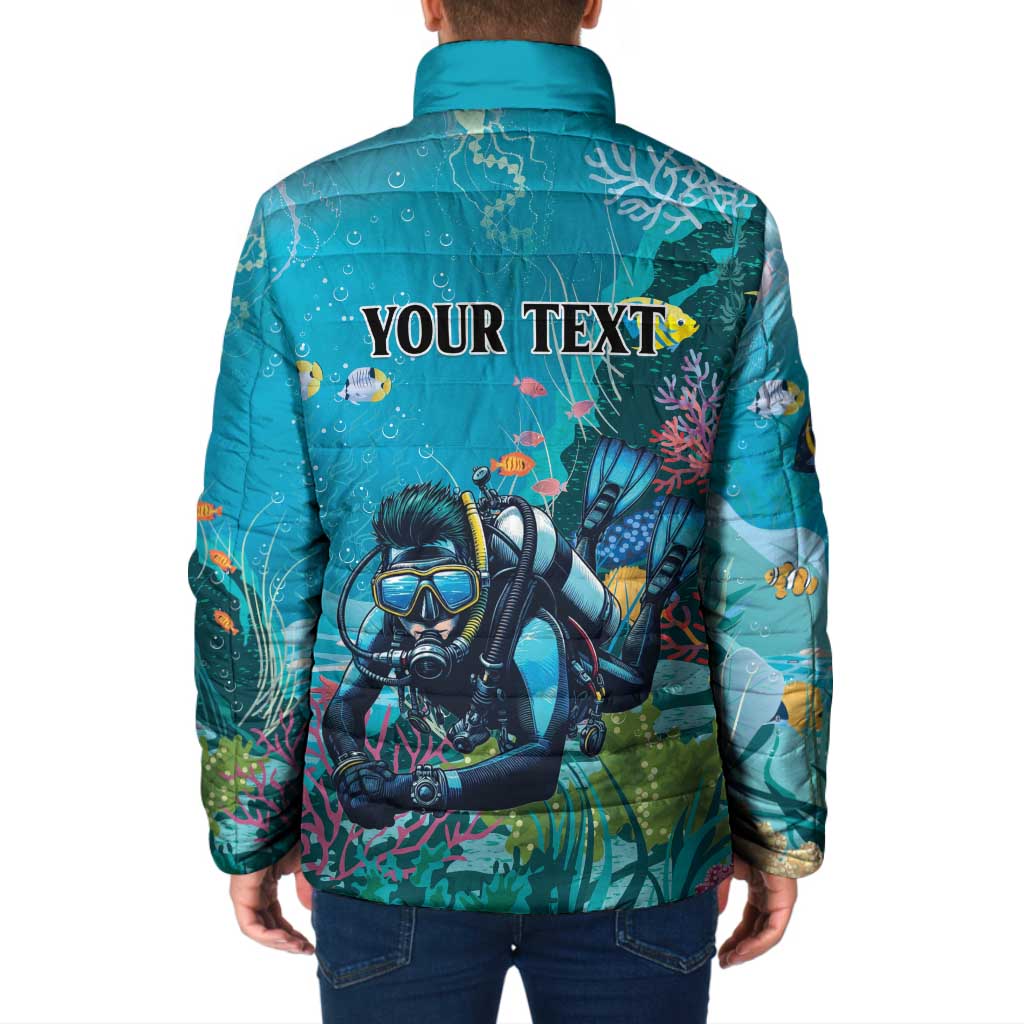 Personalized Scuba Diving Padded Jacket Explore The Depths Discover Yourself - Wonder Print Shop