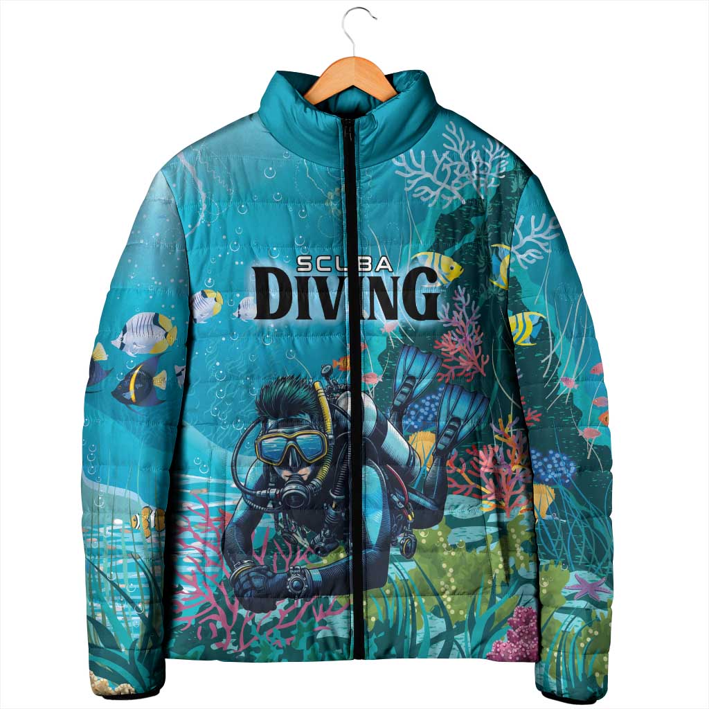 Personalized Scuba Diving Padded Jacket Explore The Depths Discover Yourself - Wonder Print Shop