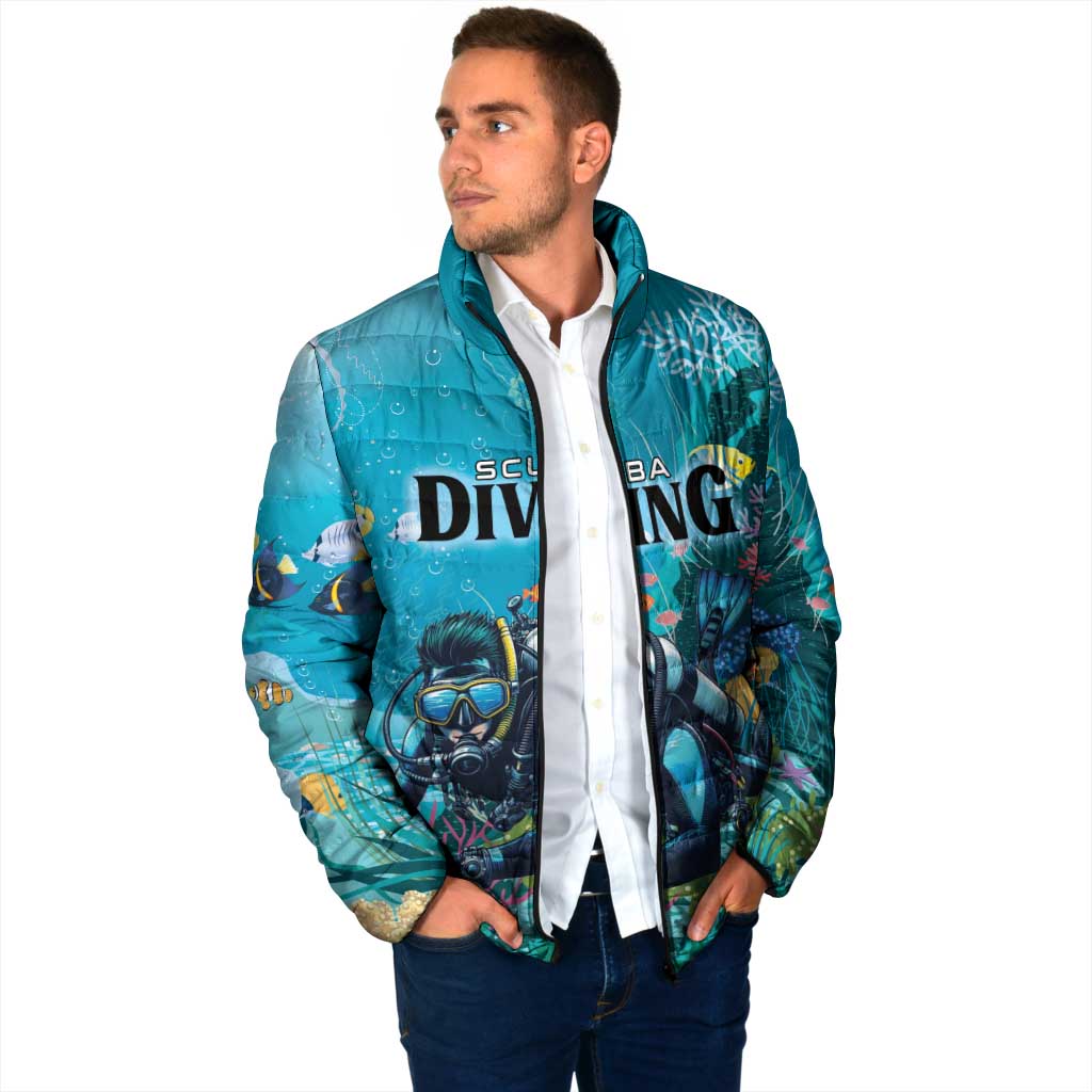 Personalized Scuba Diving Padded Jacket Explore The Depths Discover Yourself - Wonder Print Shop