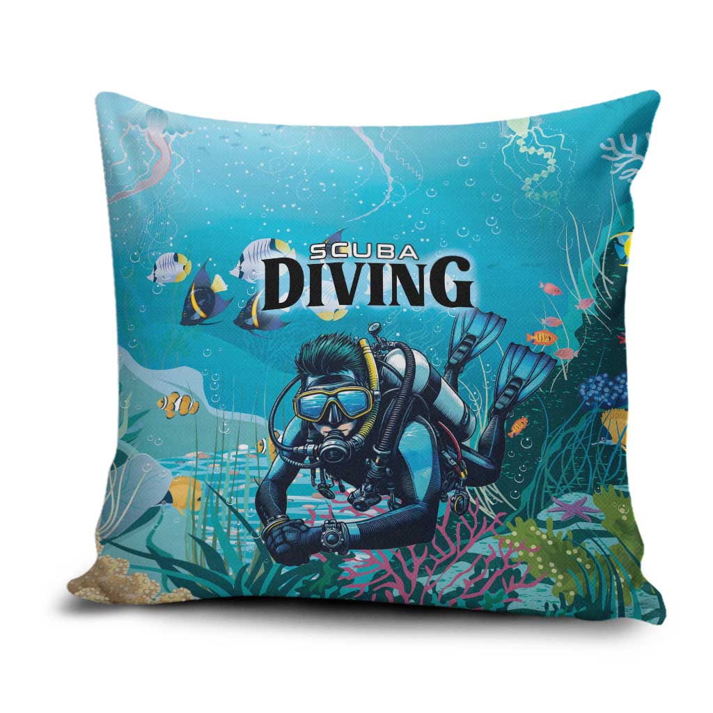 Scuba Diving Pillow Cover Explore The Depths Discover Yourself - Wonder Print Shop