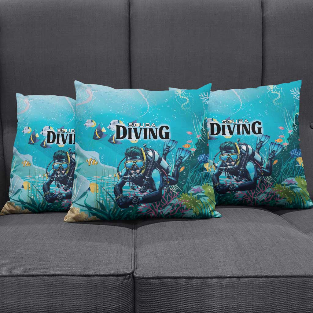 Scuba Diving Pillow Cover Explore The Depths Discover Yourself - Wonder Print Shop