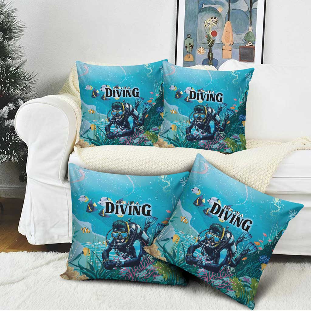 Scuba Diving Pillow Cover Explore The Depths Discover Yourself - Wonder Print Shop