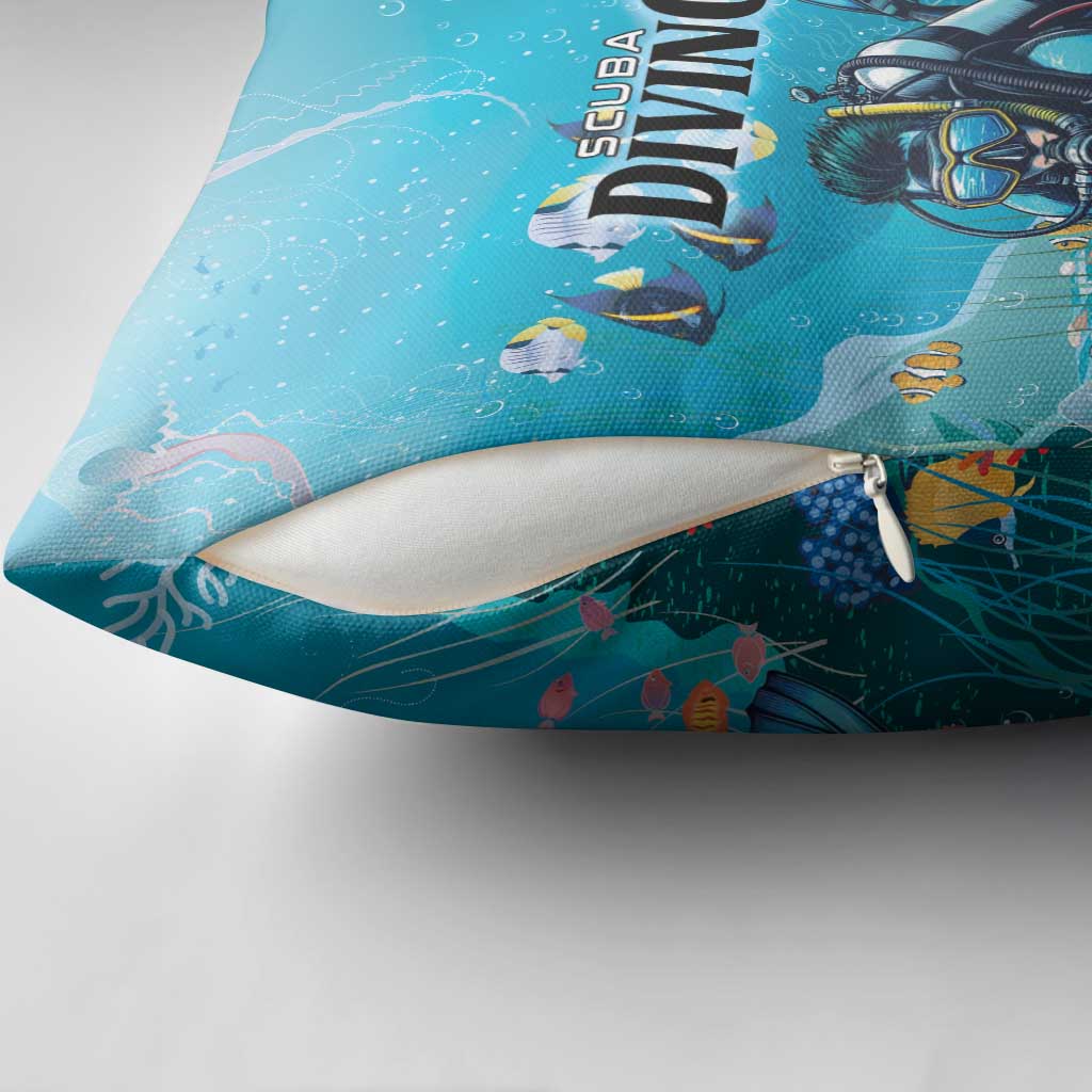 Scuba Diving Pillow Cover Explore The Depths Discover Yourself - Wonder Print Shop