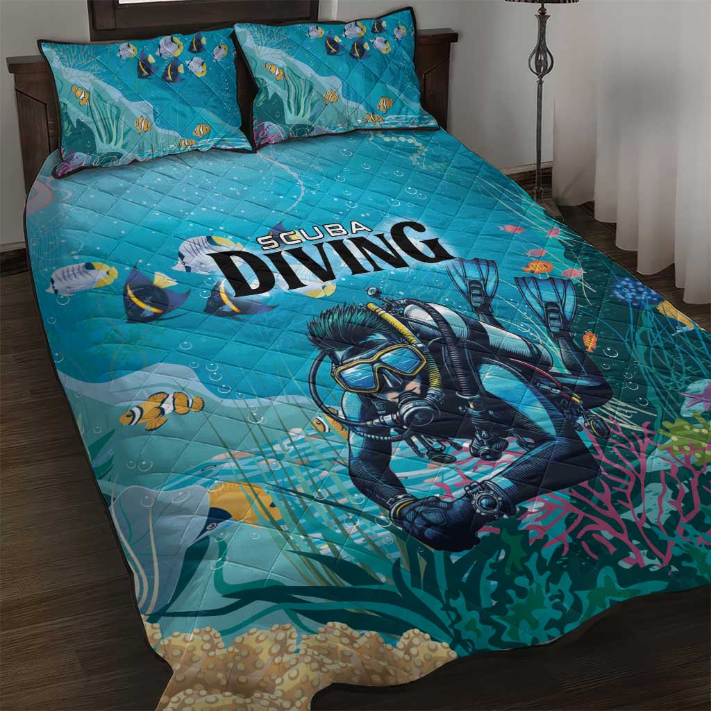 Scuba Diving Quilt Bed Set Explore The Depths Discover Yourself - Wonder Print Shop