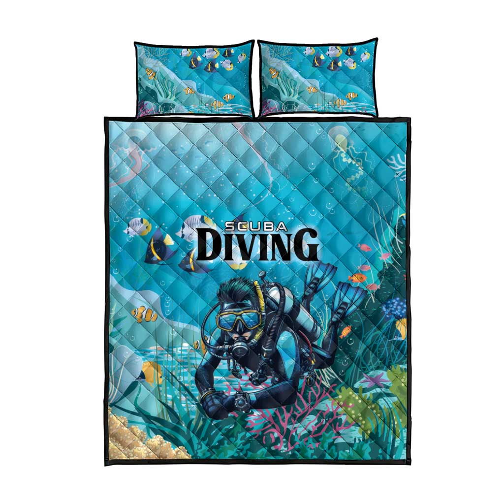 Scuba Diving Quilt Bed Set Explore The Depths Discover Yourself - Wonder Print Shop