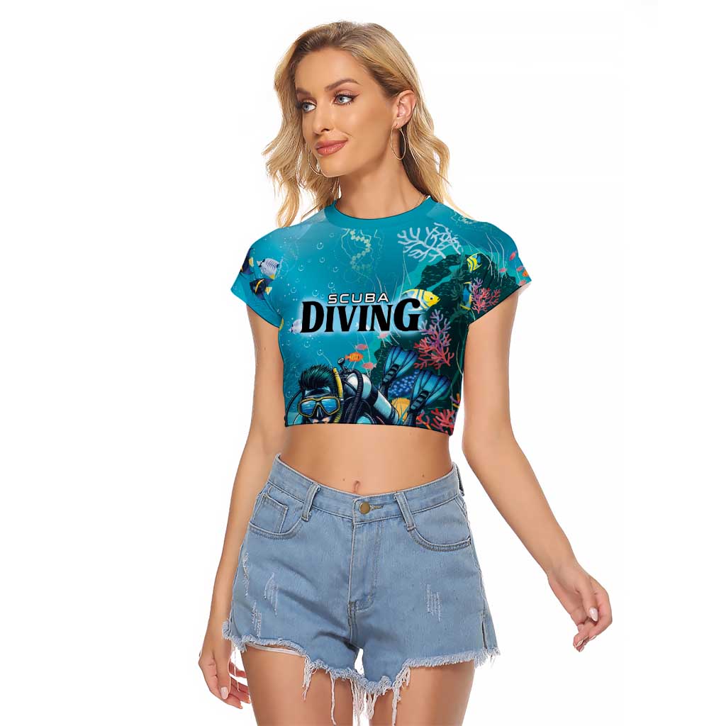 Personalized Scuba Diving Raglan Cropped T Shirt Explore The Depths Discover Yourself - Wonder Print Shop