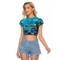 Personalized Scuba Diving Raglan Cropped T Shirt Explore The Depths Discover Yourself - Wonder Print Shop