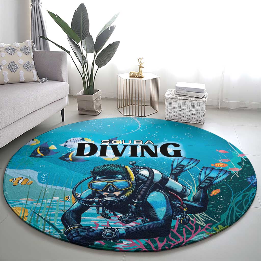 Scuba Diving Round Carpet Explore The Depths Discover Yourself - Wonder Print Shop