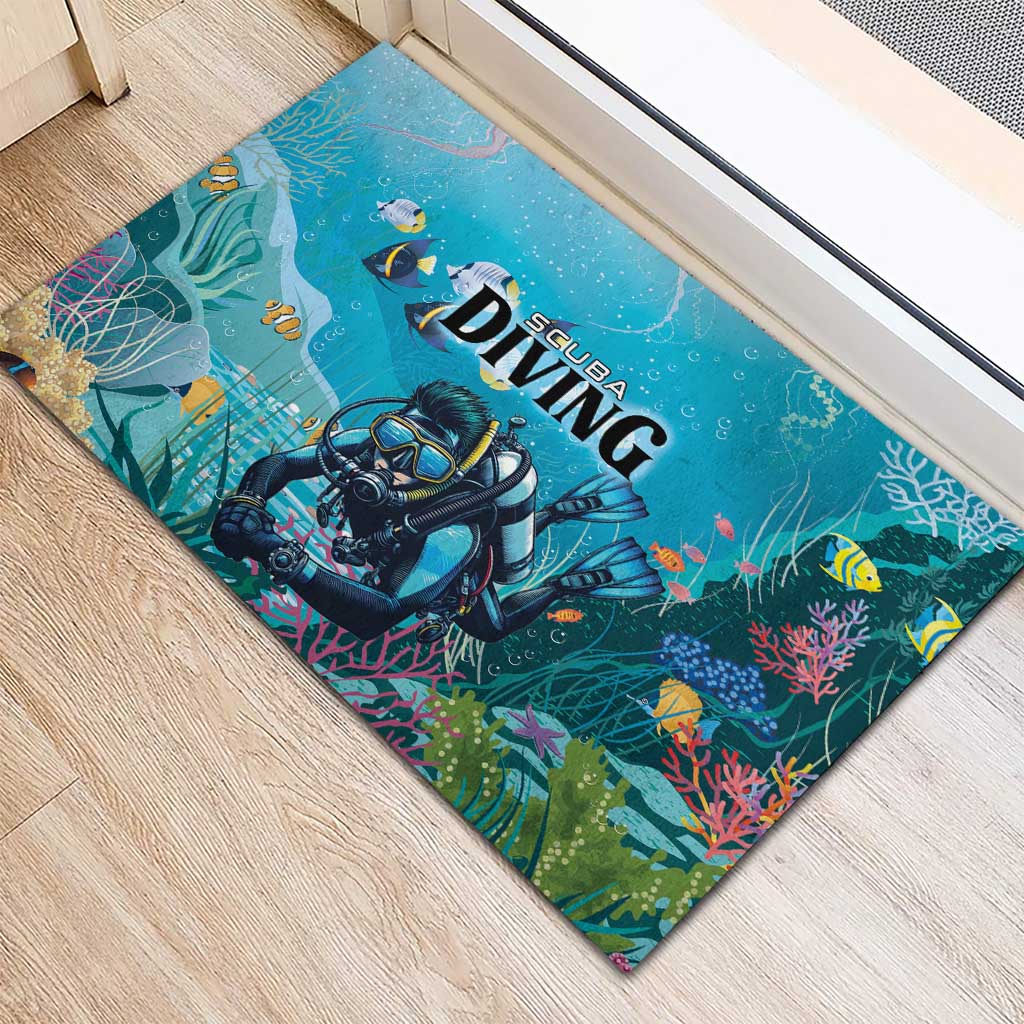 Scuba Diving Rubber Doormat Explore The Depths Discover Yourself - Wonder Print Shop