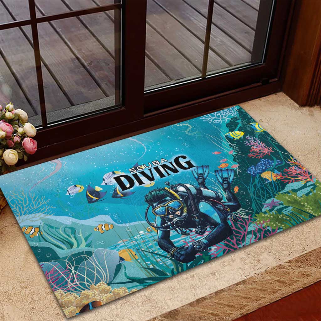 Scuba Diving Rubber Doormat Explore The Depths Discover Yourself - Wonder Print Shop