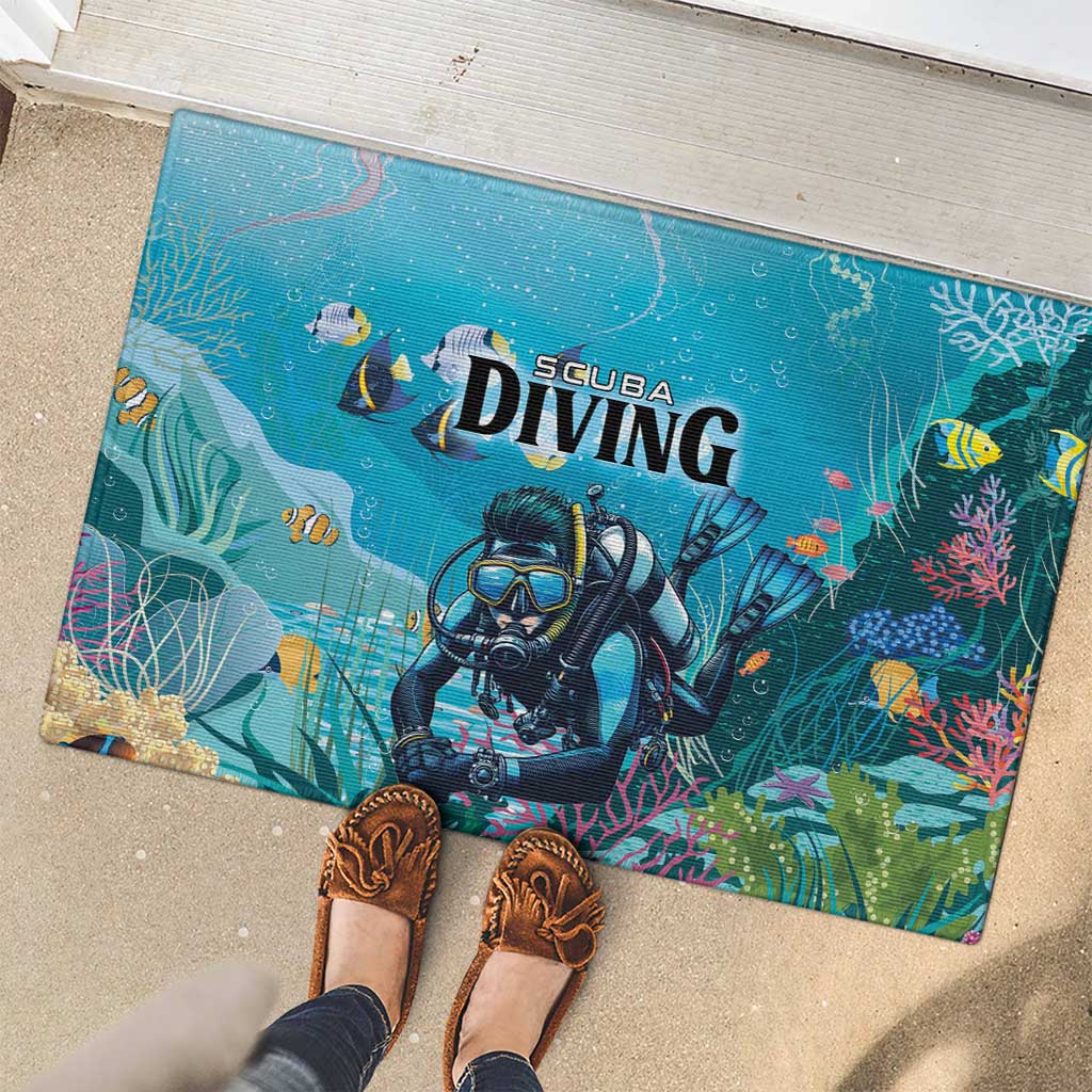 Scuba Diving Rubber Doormat Explore The Depths Discover Yourself - Wonder Print Shop