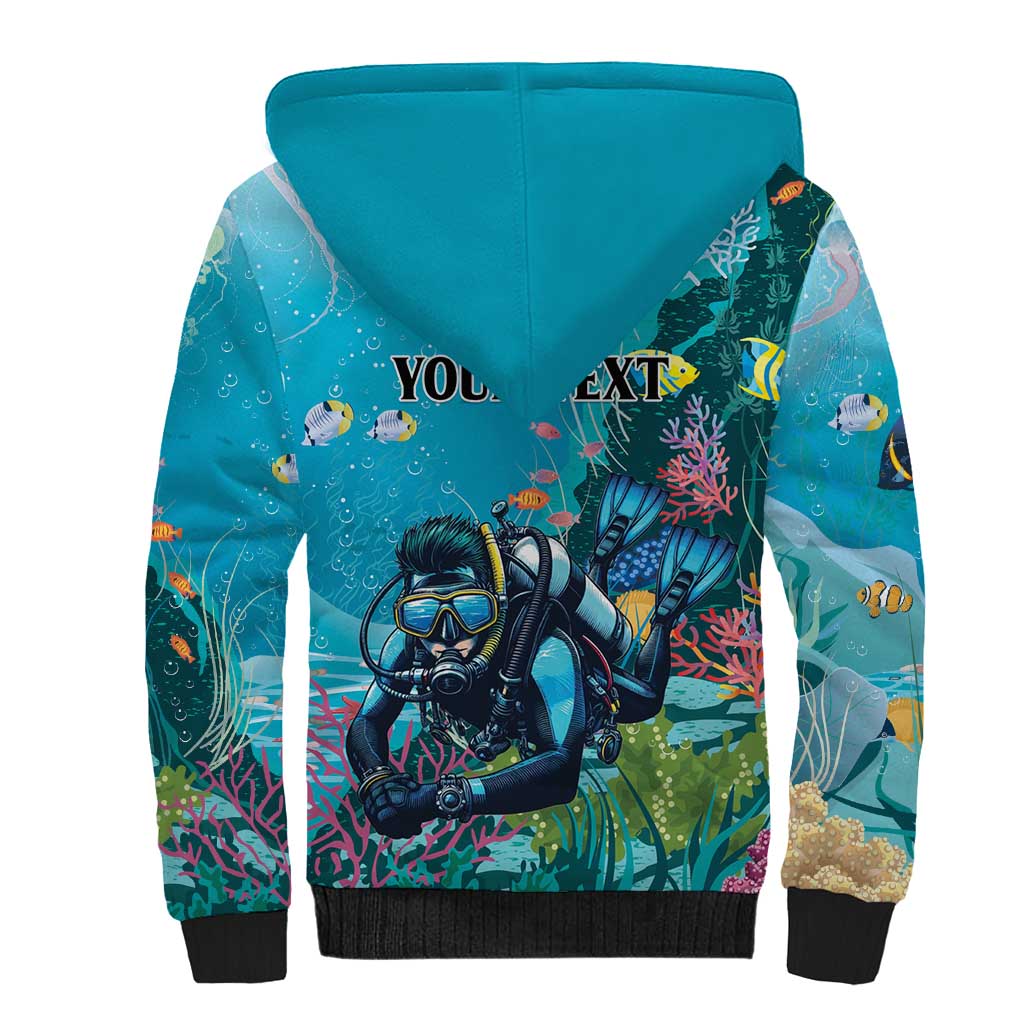 Personalized Scuba Diving Sherpa Hoodie Explore The Depths Discover Yourself - Wonder Print Shop