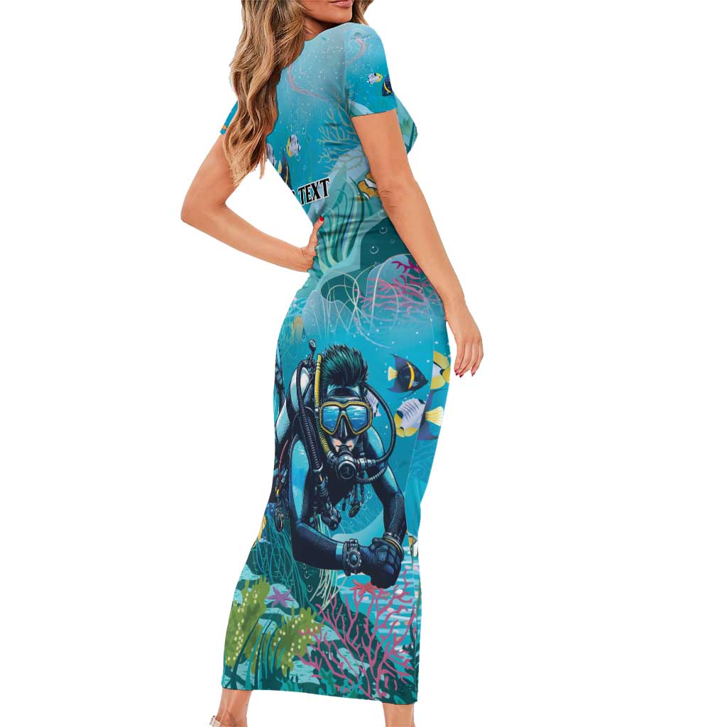 Personalized Scuba Diving Short Sleeve Bodycon Dress Explore The Depths Discover Yourself - Wonder Print Shop