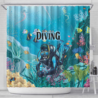 Scuba Diving Shower Curtain Explore The Depths Discover Yourself - Wonder Print Shop