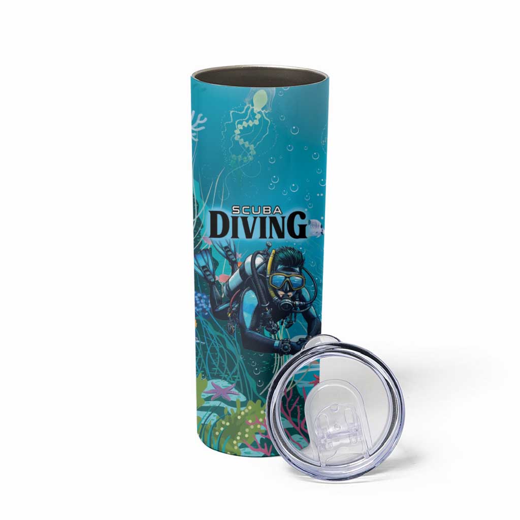 Personalized Scuba Diving Skinny Tumbler Explore The Depths Discover Yourself - Wonder Print Shop