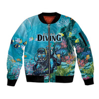 Personalized Scuba Diving Sleeve Zip Bomber Jacket Explore The Depths Discover Yourself - Wonder Print Shop