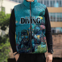 Personalized Scuba Diving Sleeveless Puffer Jacket Explore The Depths Discover Yourself - Wonder Print Shop