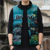 Personalized Scuba Diving Sleeveless Puffer Jacket Explore The Depths Discover Yourself - Wonder Print Shop