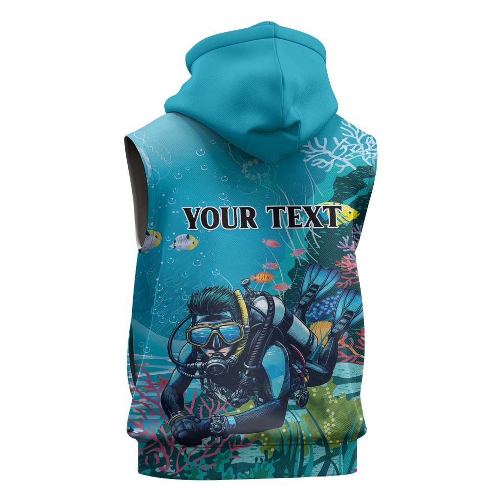 Personalized Scuba Diving Sleeveless Zip Hoodie Explore The Depths Discover Yourself - Wonder Print Shop