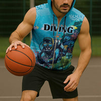 Personalized Scuba Diving Sleeveless Zip Hoodie Explore The Depths Discover Yourself - Wonder Print Shop