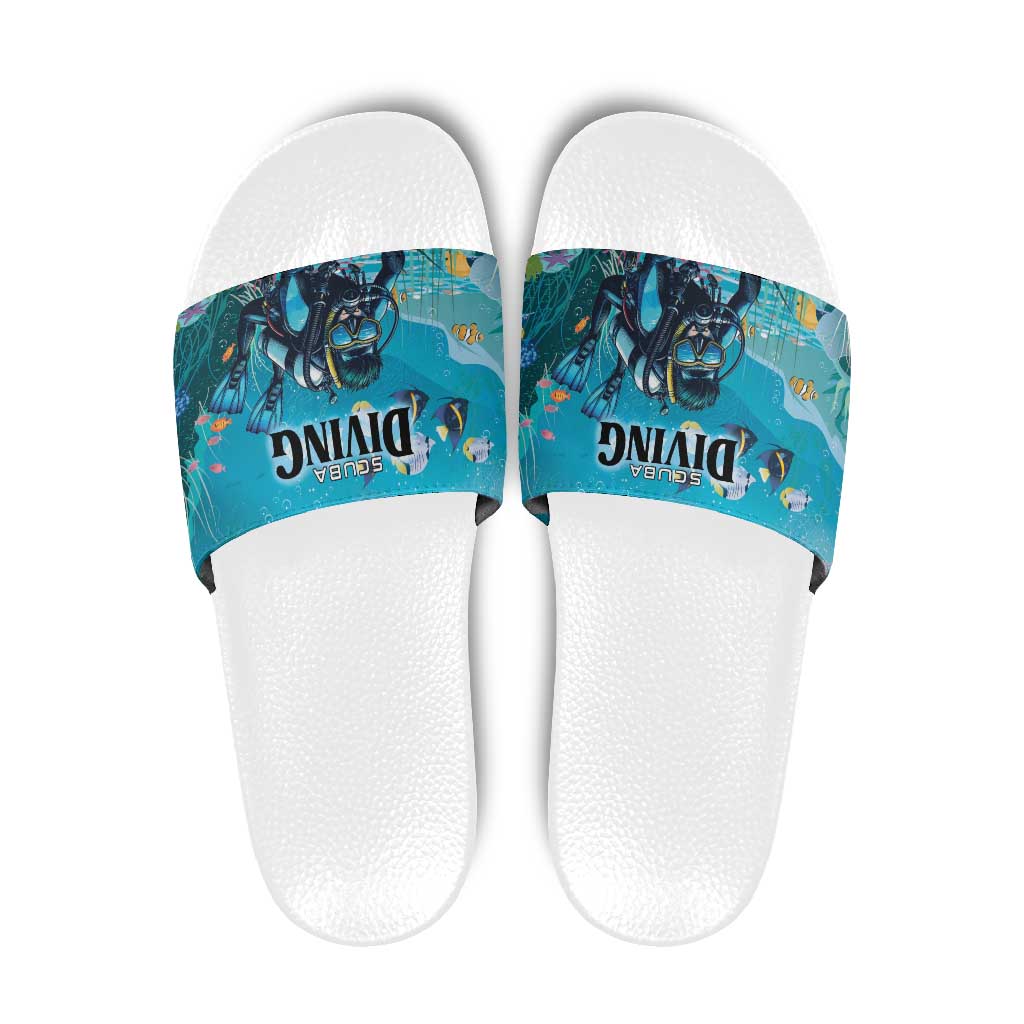 Scuba Diving Slide Sandals Explore The Depths Discover Yourself - Wonder Print Shop