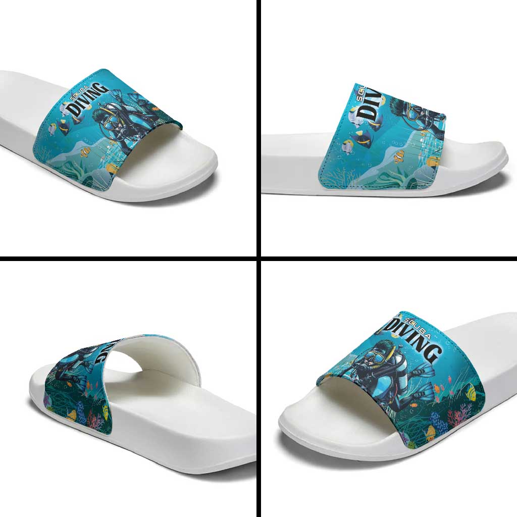 Scuba Diving Slide Sandals Explore The Depths Discover Yourself - Wonder Print Shop