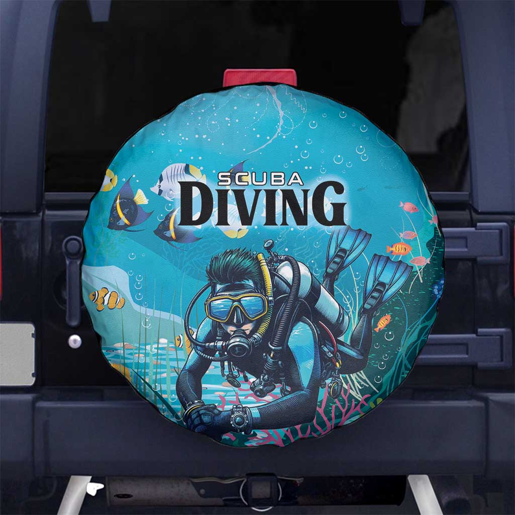 Scuba Diving Spare Tire Cover Explore The Depths Discover Yourself - Wonder Print Shop