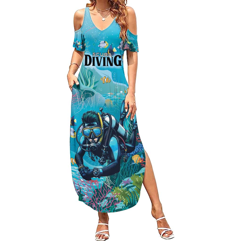 Personalized Scuba Diving Summer Maxi Dress Explore The Depths Discover Yourself - Wonder Print Shop