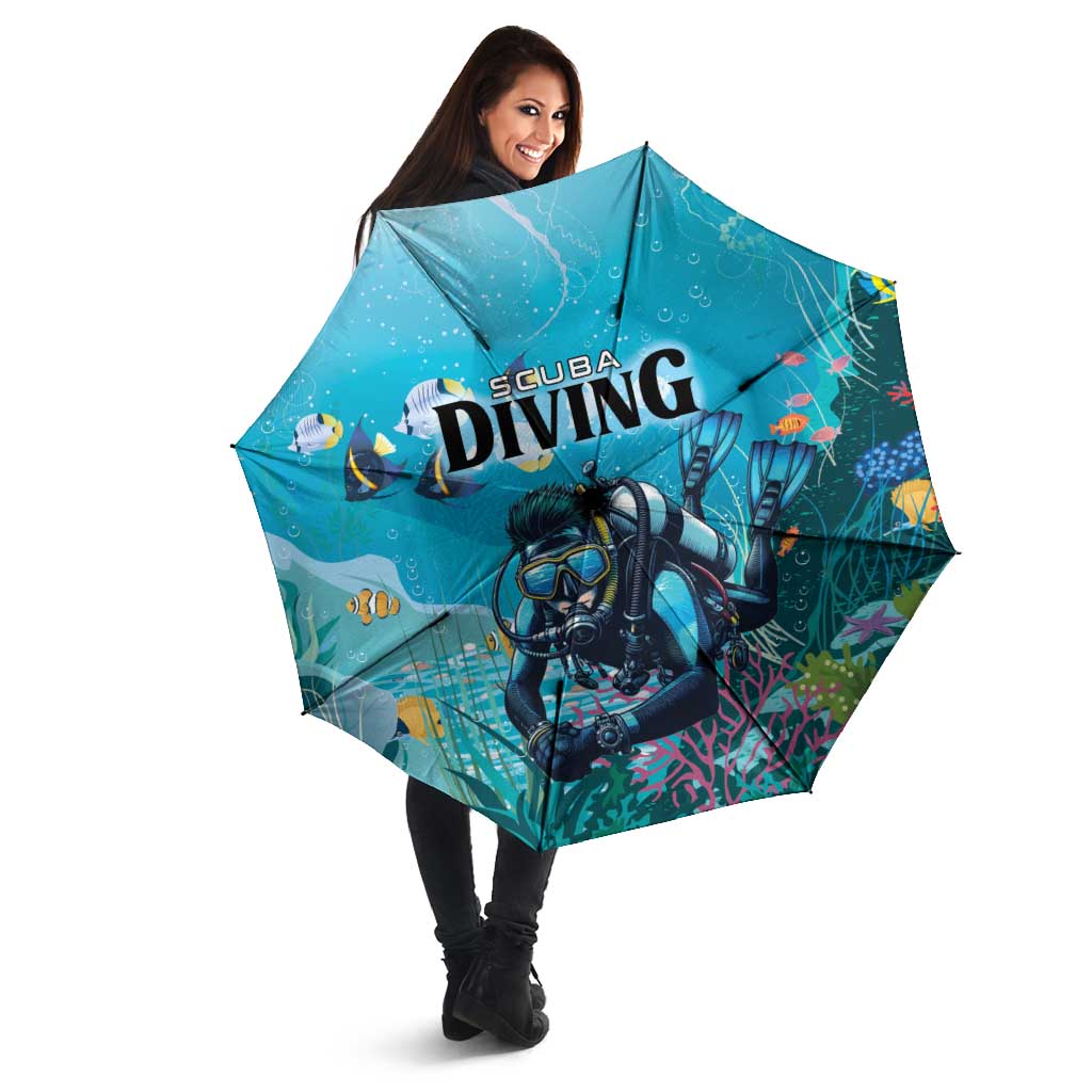 Scuba Diving Umbrella Explore The Depths Discover Yourself - Wonder Print Shop
