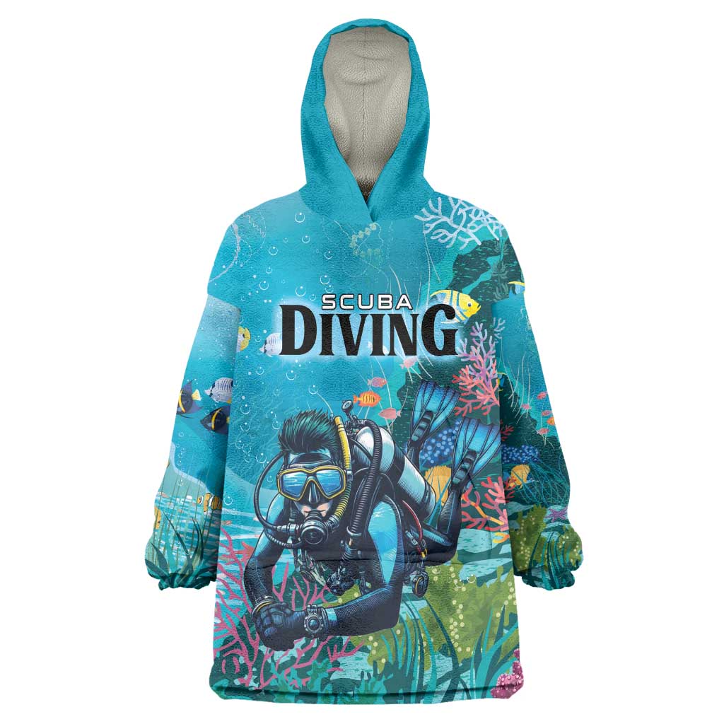 Personalized Scuba Diving Wearable Blanket Hoodie Explore The Depths Discover Yourself - Wonder Print Shop