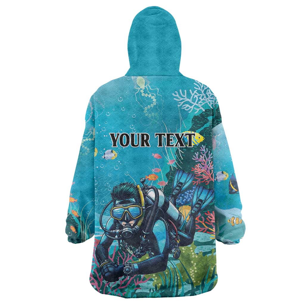 Personalized Scuba Diving Wearable Blanket Hoodie Explore The Depths Discover Yourself - Wonder Print Shop