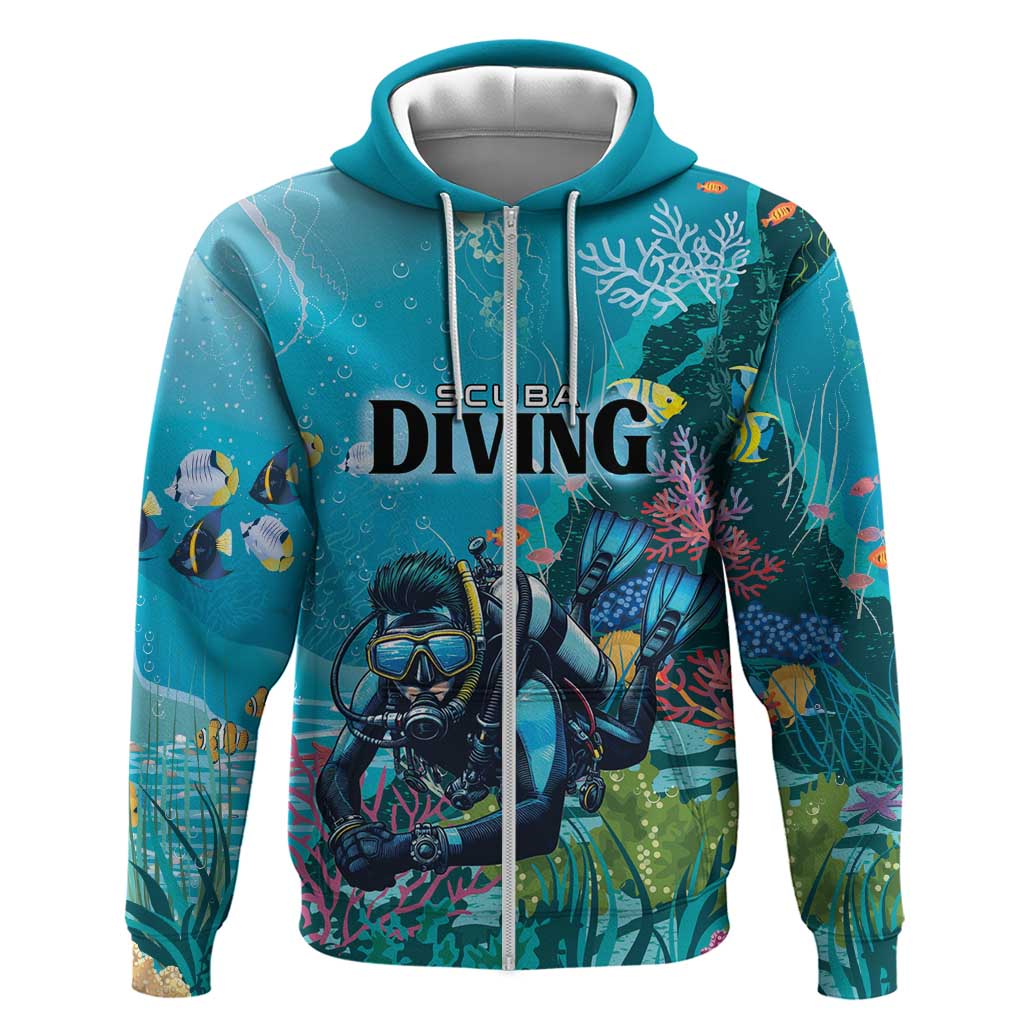 Personalized Scuba Diving Zip Hoodie Explore The Depths Discover Yourself - Wonder Print Shop