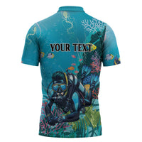 Personalized Scuba Diving Zipper Polo Shirt Explore The Depths Discover Yourself - Wonder Print Shop
