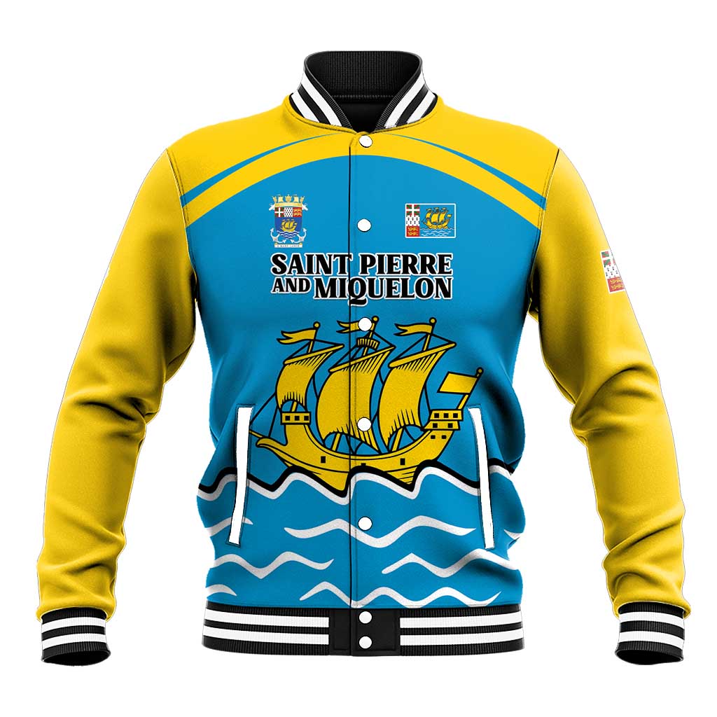 Personalized Saint Pierre and Miquelon Baseball Jacket A Mare Labor - Wonder Print Shop