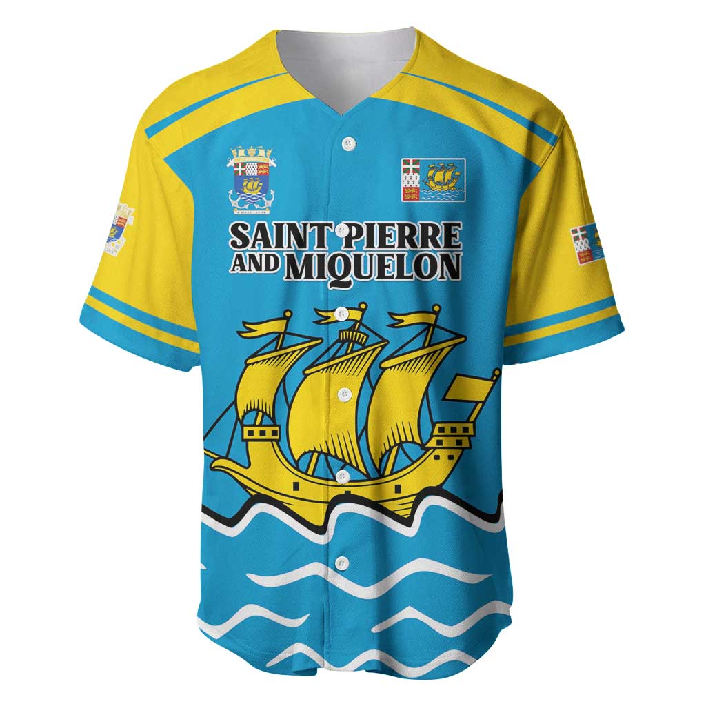 Personalized Saint Pierre and Miquelon Baseball Jersey A Mare Labor - Wonder Print Shop