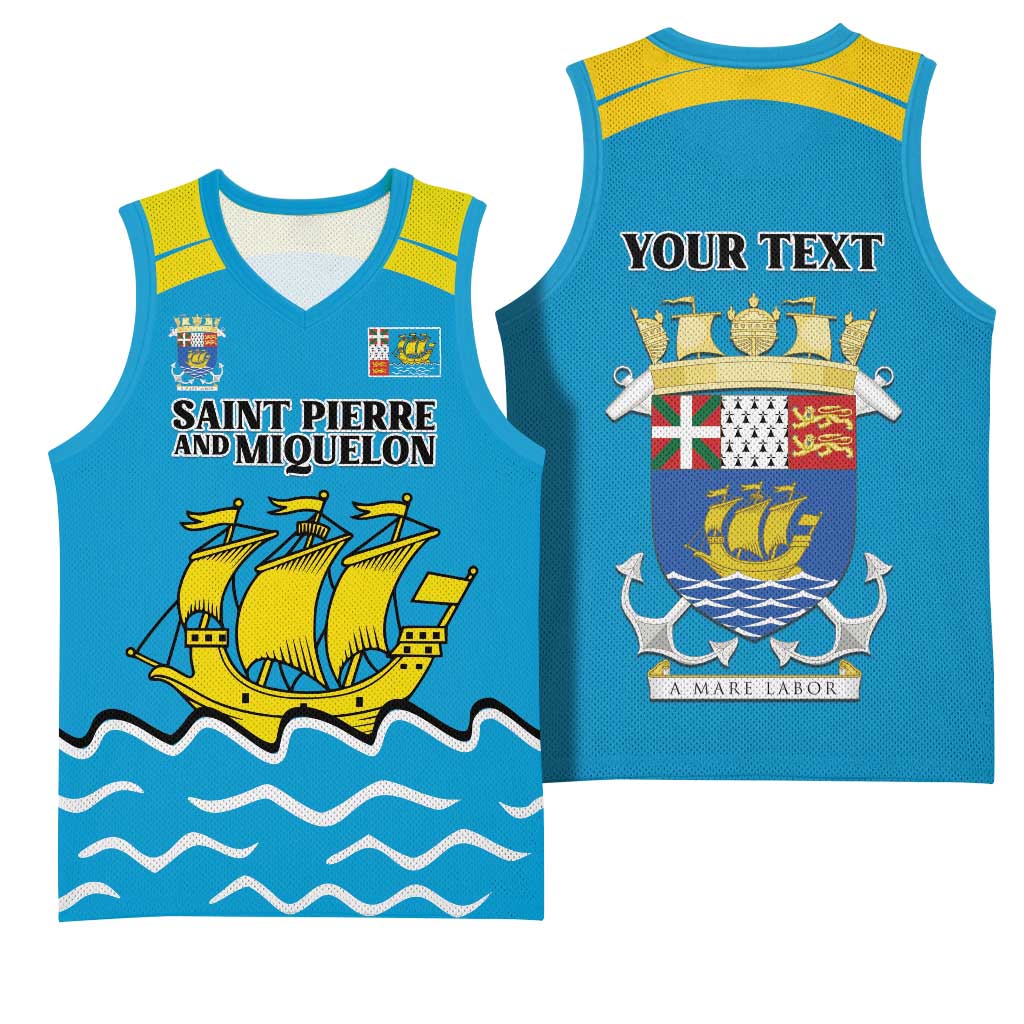 Personalized Saint Pierre and Miquelon Basketball Jersey A Mare Labor - Wonder Print Shop