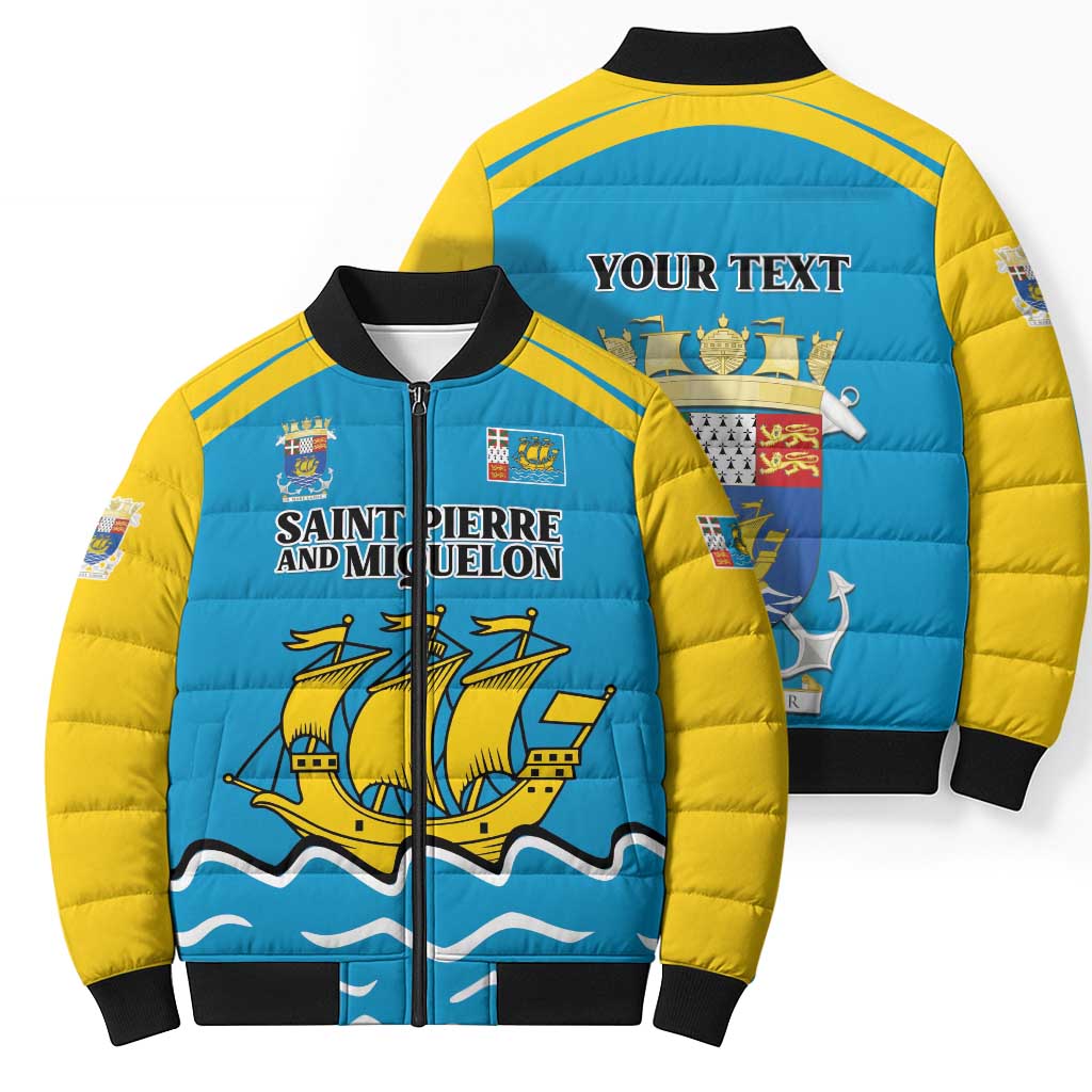 Personalized Saint Pierre and Miquelon Bomber Puffer Jacket A Mare Labor - Wonder Print Shop